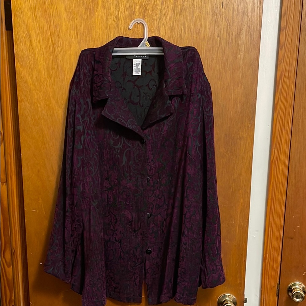 Sag Harbor Plus Sized 24W Purple and Black Patterned Jacket